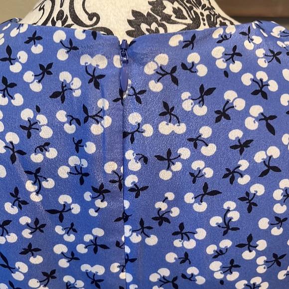 Eliza J floral ruffle l/s pockets dress blue white cherry design size 2 - Picture 6 of 6